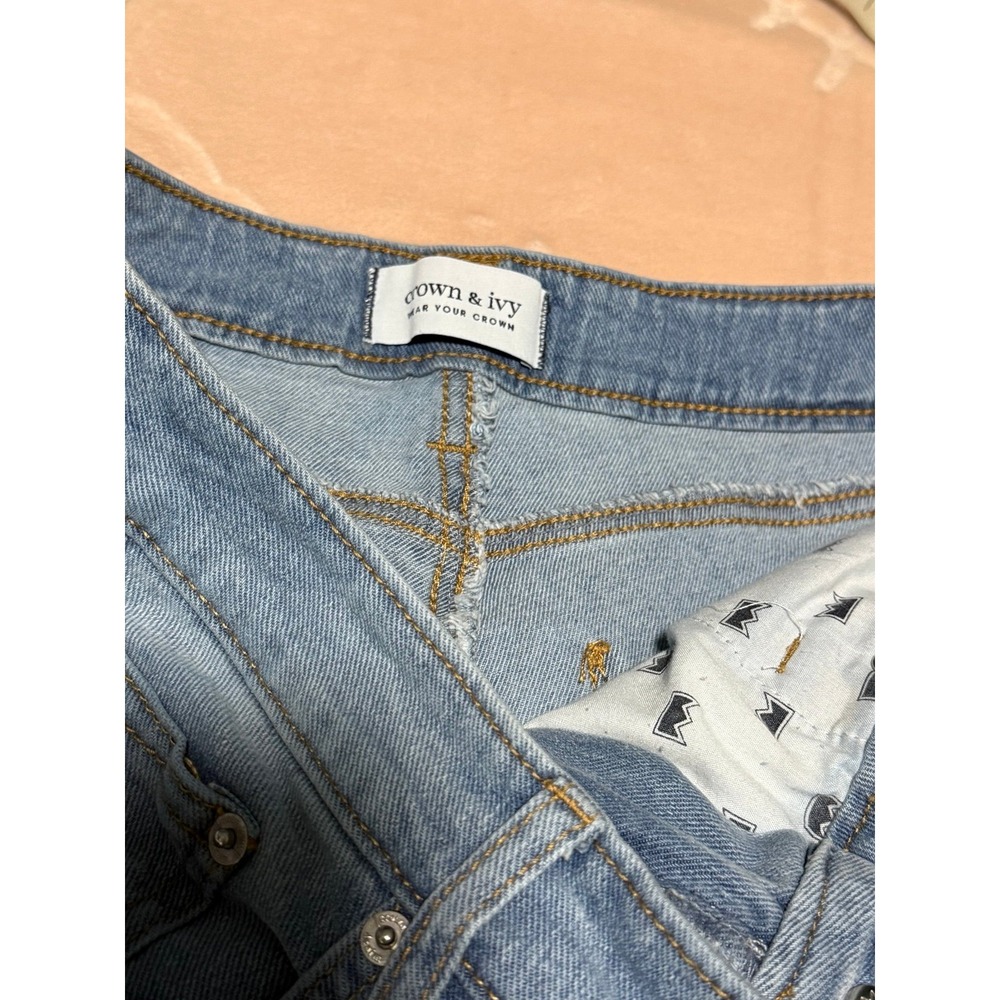 CROWN & IVY Denim High Rise Vintage Straight Size 12 Regular Distressed - Picture 5 of 10